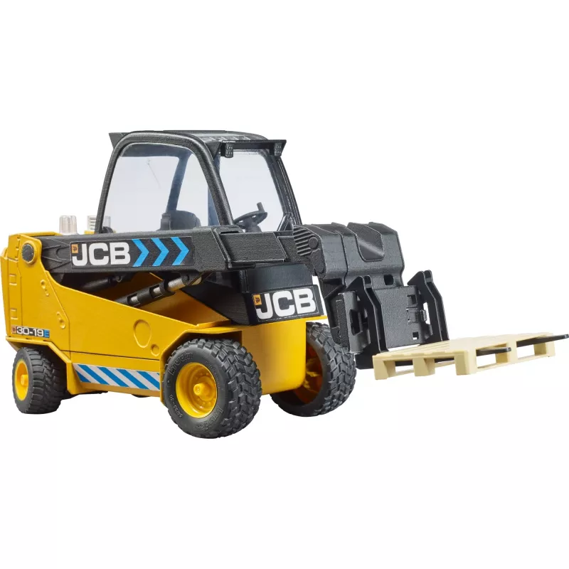 Wózek widłowy BRUDER JCB Teletruk zabawka — ABS, zalecany wiek 3+, czarno-żółty