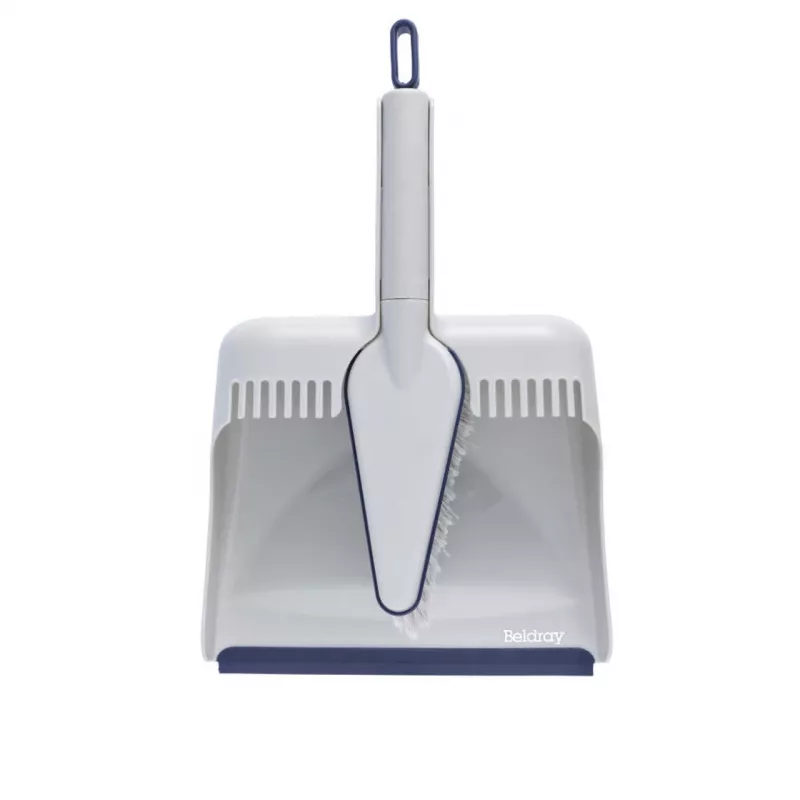 Zestaw szufelka i szczotka Beldray LA032760PEU7 Deep Clean Design, kompaktowa ręczna miotła z kątowym włosiem i dopasowaną szufelką