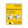 DeLOCK 11501 Adapter Wtyczki Zasilającej Typ F Biały Porty USB 3A