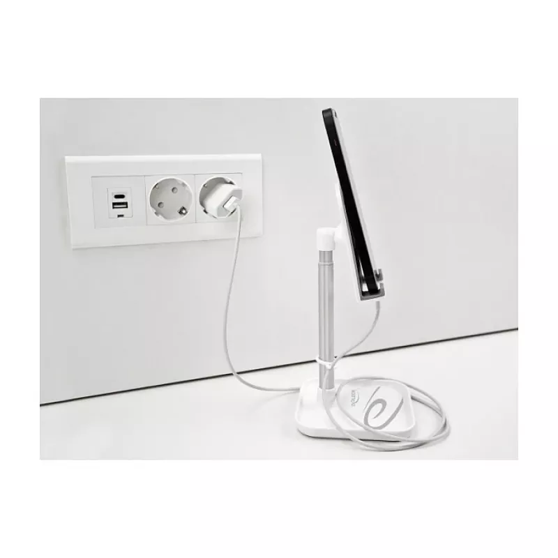 DeLOCK Smartphone and Tablet Telescopic Stand with Storage srebrny biały