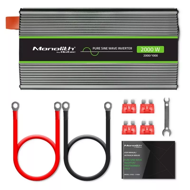 Przetwornica samochodowa Qoltec Monolith 2000 W Czarna 12 V