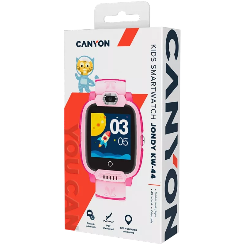 Zegarek dziecięcy CANYON Jondy KW-44 4G Kamera GPS Muzyka Różowy