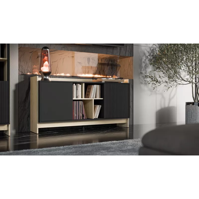 Cama PORTO 2D komoda 150x38x77 dąb/czarny