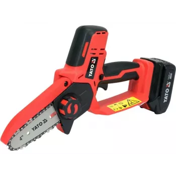 Pilarka łańcuchowa akumulatorowa YATO YT-828135 — 18V Li-Ion 2Ah, prowadnica 10 cm, 3200 obr./min, prędkość łańcucha 4,8 m/s, 26 ogniw
