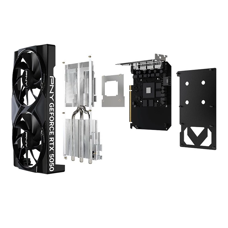 Karta graficzna PNY GeForce RTX 5050 — 8 GB GDDR6, 2317 MHz, 128-bitowa, PCIe x8 5.0, chłodzenie dwuwentylatorowe