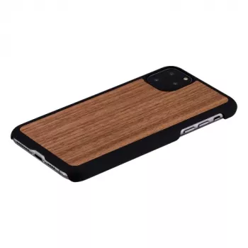 Etui na smartfona man and wood iPhone 11 Pro Max — czarny orzech, drewniany tył, ramka ochronna