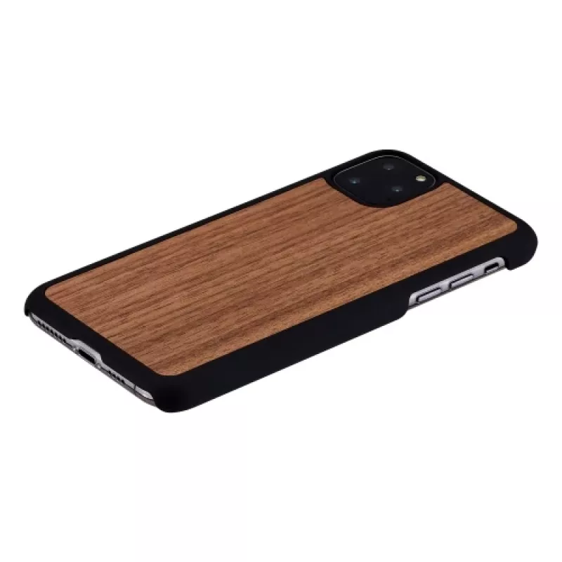 Etui na smartfona man and wood iPhone 11 Pro Max — czarny orzech, drewniany tył, ramka ochronna