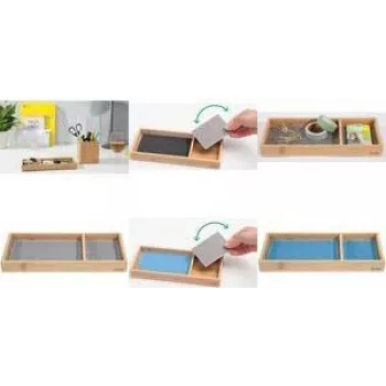 Pojemnik na długopisy sigel Eyestyle Bamboo Light szary/Czarny z 2 wkładami tekstylnymi