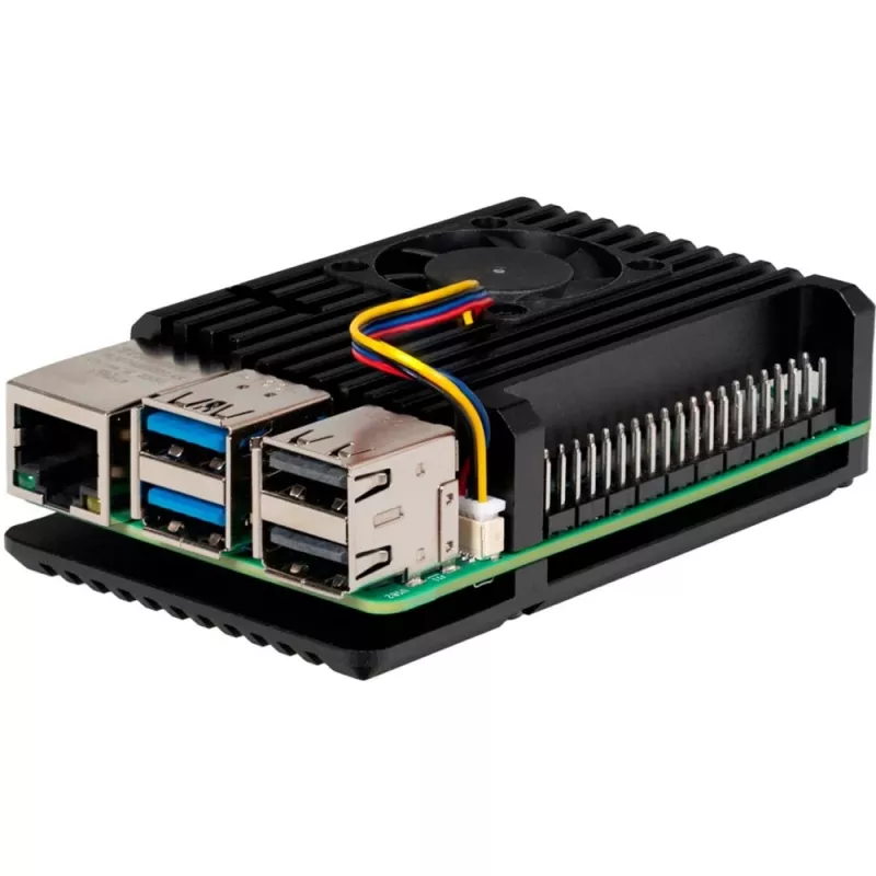 Joy-IT Armor Case BLOCK ACTIVE SBC-Obudowa odpowiednia do zestawów rozwojowych Raspberry Pi (RB-AlucaseP5-07FAN)