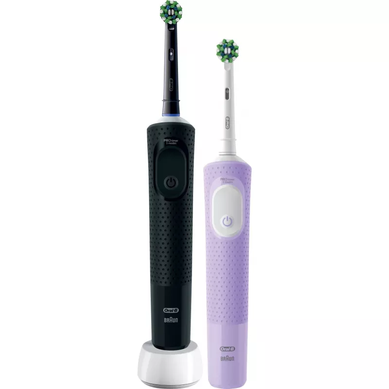 Oral-B Vitality Pro D103 Duo, Elektrische Zahnbürste schwarz/lila, Black/Lilac Violet, inkl. 2. Handstück