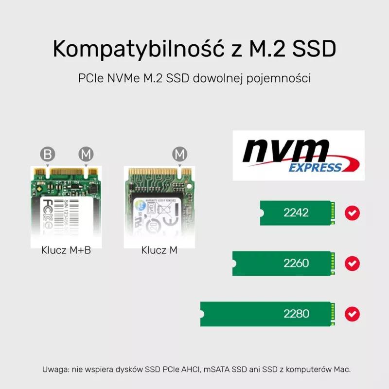 Obudowa SSD Unitek S1206A na 2 dyski M.2 NVMe PCIe Gen3 x4, USB 3.2 Gen 2 (10 Gbit/s), aluminium, USB-C, zawiera zasilacz