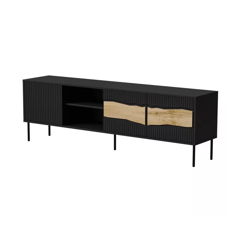 Szafka RTV cama meble INSERTO 3D1W 190x40x62 cm czarna z LED
