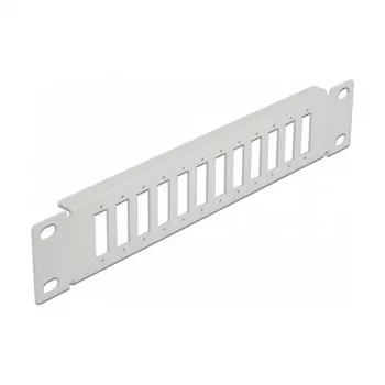 Panel krosowy światłowodowy DeLOCK 10 cali 12 portów SC Duplex LC Quad 1U szary