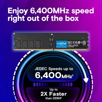 Crucial - DDR5 - Modul - 32 GB - DIMM 288-PIN - 3200 MHz / PC5-51200 CL52 1.1 V taktunabhängig unbuffered on-die ECC Schwarz