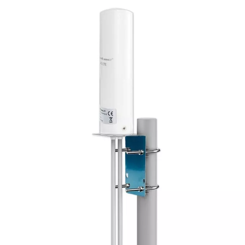 Zewnętrzna dookólna antena 4G LTE QOLTEC 57044, 5 dBi, 600–2700 MHz, 50 W, 50 Ω, obudowa z miedzi w kolorze białym