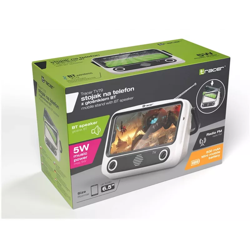 Podstawka mobilna TRACER T-MLX48046 z głośnikiem Bluetooth, regulowanym uchwytem na telefon/tablet