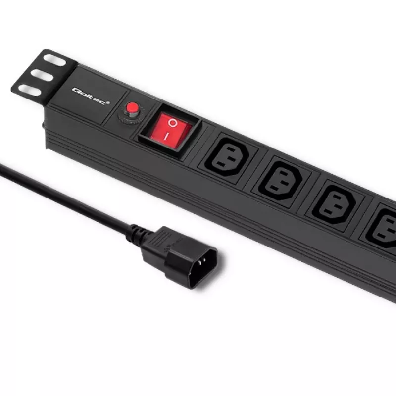 Qoltec 53998 Listwa zasilająca do RACK 19 | 1U | 10A | PDU | 8xIEC C13 | 2m
