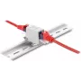 Łącznik DELOCK RJ45 Cat.6A gniazdo-gniazdo z osłoną przeciwkurzową, ekranowany, montaż na szynie DIN, szaro-biały