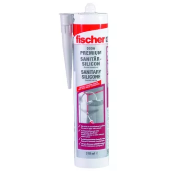 Uszczelniacz FISCHER Silicone Sanitärsilicon Premium DSSA 053102 310 ml — wodoodporny, odporny na pleśń