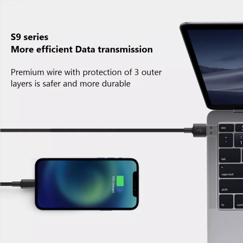 Kabel USB-A – Lightning Orsen S9L 1 m 2,1 A — czarny