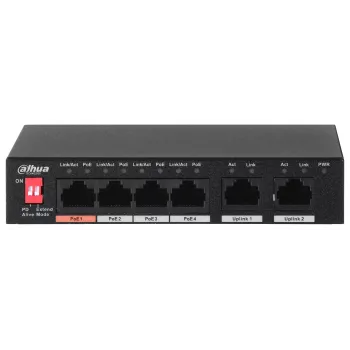 Dahua Technology PFS3006-4ET-60 niezarządzalny przełącznik L2 Fast Ethernet (10/100) Power over Ethernet (PoE) czarny