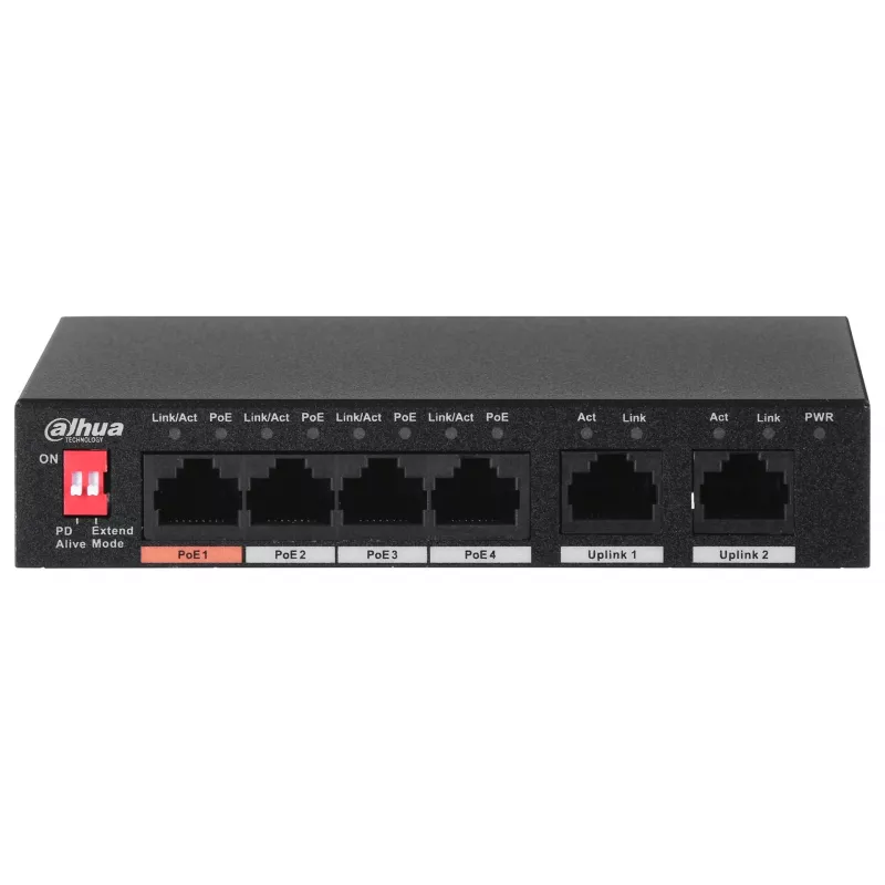 Dahua Technology PFS3006-4ET-60 niezarządzalny przełącznik L2 Fast Ethernet (10/100) Power over Ethernet (PoE) czarny