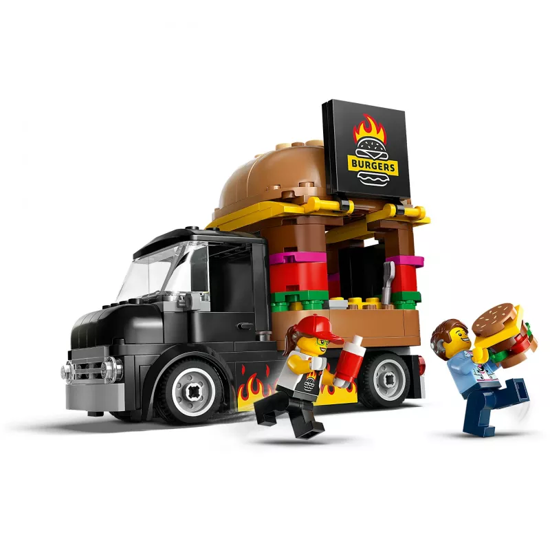 LEGO City Burger Van Food Truck Toy for 5 Plus Year Old Boys & Girls Vehicle Building Toys Kitchen Playset with Vendor Minifigure and Accessories