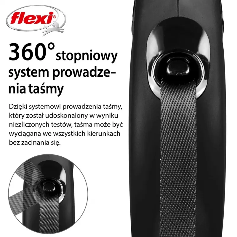 Smycz automatyczna Flexi New Classic Cat XS 3 m — linka dla małych zwierząt, czarna, maks. obciążenie 8 kg