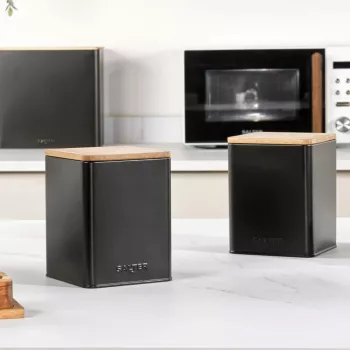Zestaw pojemników Salter BW12898EU7, 3-częściowy, czarny, szczelne pojemniki kuchenne