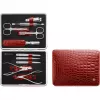 Zwilling Classic, zestaw do manicure ze stali nierdzewnej – etui skórzane, 10 szt. – czerwony