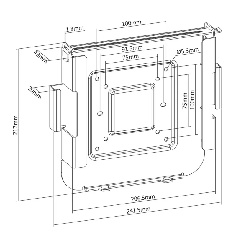 Uchwyt ścienny/monitorowy MACLEAN MC-473 VESA 75x75 100x100 kompatybilny z Mac Mini (2014 i nowsze)