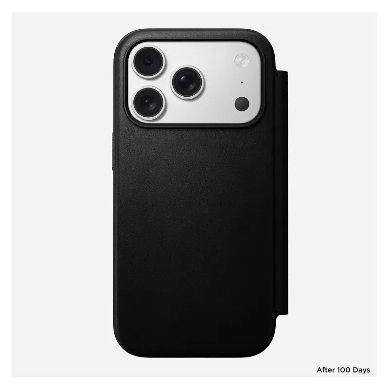 Skórzany portfel do telefonu Nomad Modern Leather Folio Cover dla iPhone 17 Pro, 16 cm (6,3 cala), czarny, 4 kieszenie na karty