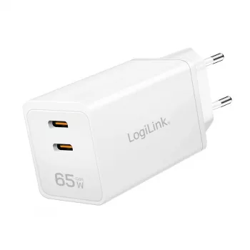 Adapter podwójny USB 65W, 2xUSB-C, biały