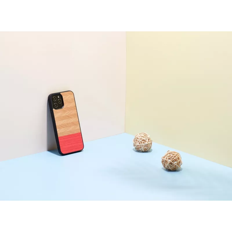 Etui na telefon man and wood do iPhone 12 / 12 Pro — jodełka azalia czarna