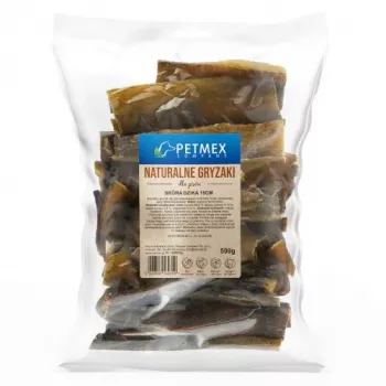 Przysmaki dla psa PETMEX Skóra dzika 500 g – naturalne bezzbożowe gryzaki, smak dziczyzny, białko 88,2%, tłuszcz 4,1%