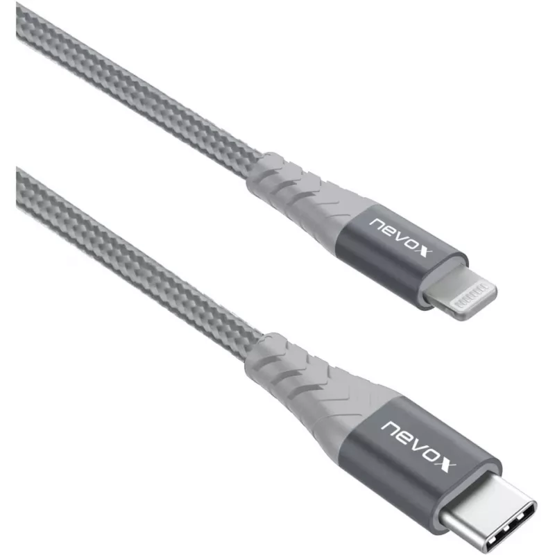 Kabel adapter USB 2.0, wtyczka USB-C > wtyczka Lightning (srebrny/szary, 1 metr, PD, w oplocie)