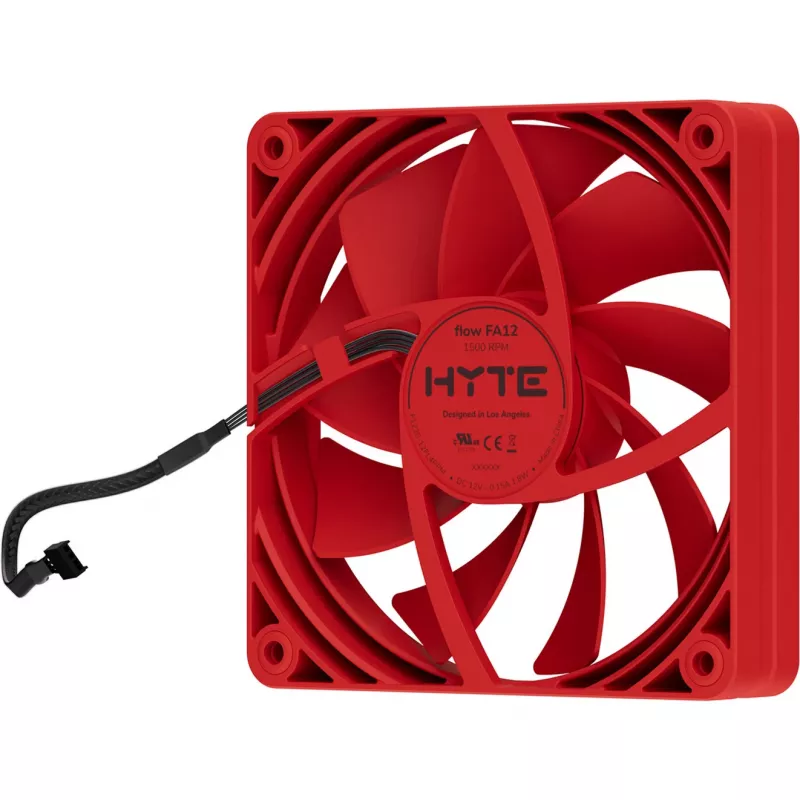 Wentylator komputerowy HYTE FA12-RR-4 120 mm, 1500 RPM, 72 m³/h, 1,6 mmH2O, Fluid Dynamic Bearing, czerwony, zestaw 4 sztuk