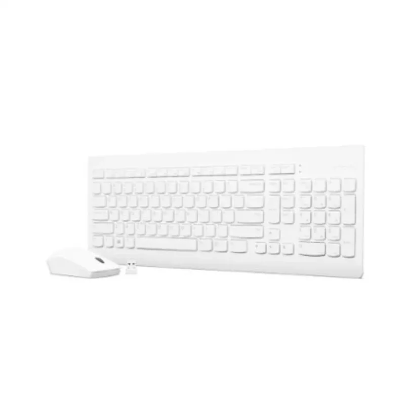Pełnowymiarowy zestaw klawiatury mechanicznej i myszy Lenovo GX30W75336 — USB + Bluetooth, QWERTY, biały