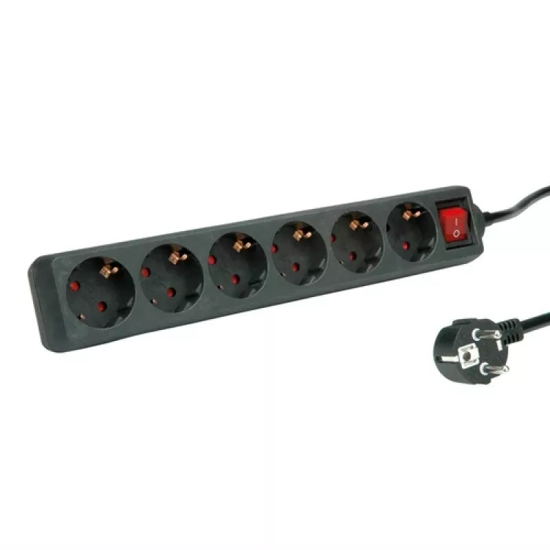 Power Extension ROLINE 19.07.1075 3 m 6 AC Outlet Indoor Czarny