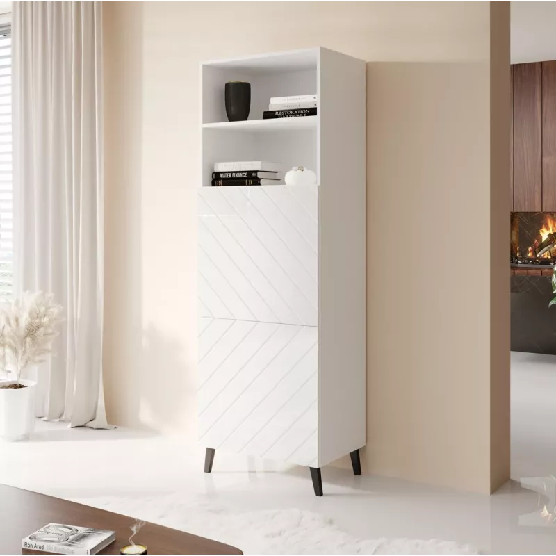 Szafka ABETO 60x40x176.5 cm biały/biały połysk