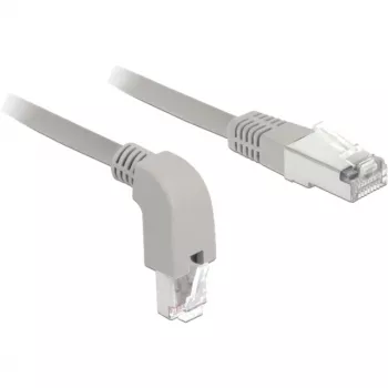 DeLOCK - Kabel krosowy - RJ-45 (M) do Downward angled do RJ-45 (M) - 50 cm - S/FTP - CAT 6a - ekranowany, bezhalogenowy - Szary (85873)