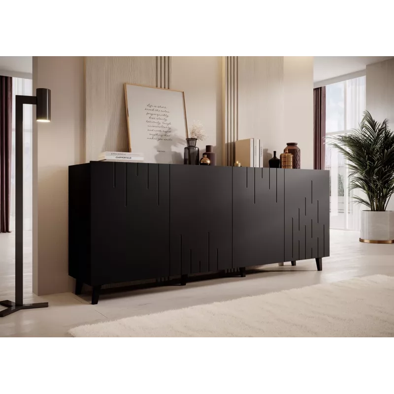 BARI komoda 200x42x82 czarny matowy