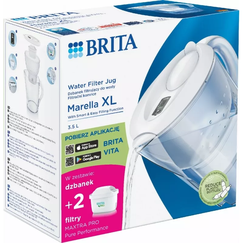 Dzbanek filtrujący wodę BRITA Marella XL o pojemności 3,5 l i z 2 wkładami Maxtra+ Pro