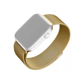 Metalowa siateczkowa bransoleta zamienna FIXED FIXMEST-434-GD do Apple Watch 42/44/45/46/49 mm, wykończenie złote