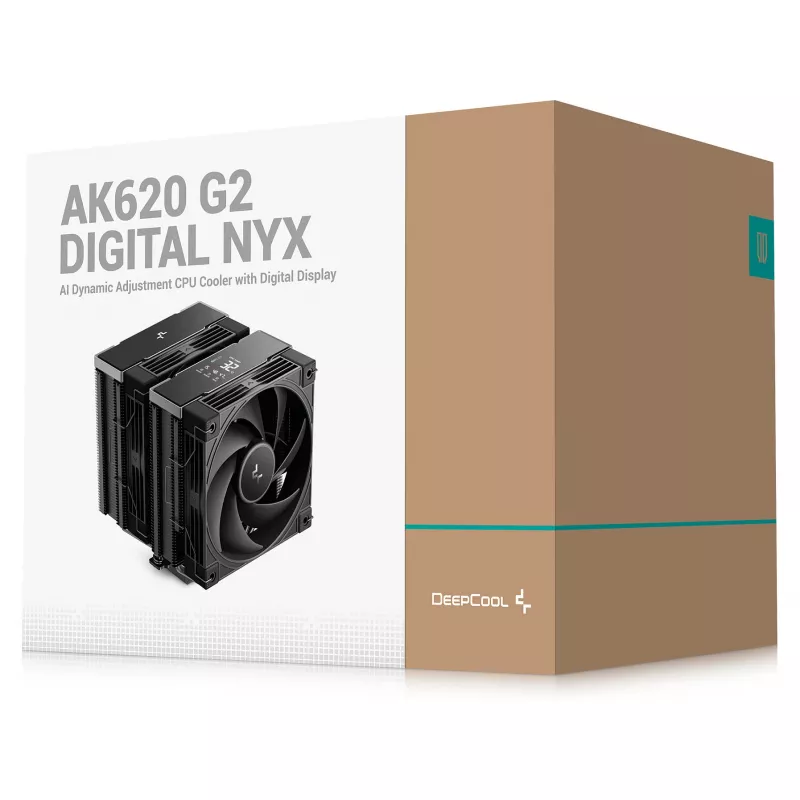 Chłodzenie powietrzne DeepCool AK620 G2 Digital NYX, wentylator 120 mm, maks. ciśnienie powietrza 2,78 mmH2O, 144×127×159 mm, czarny