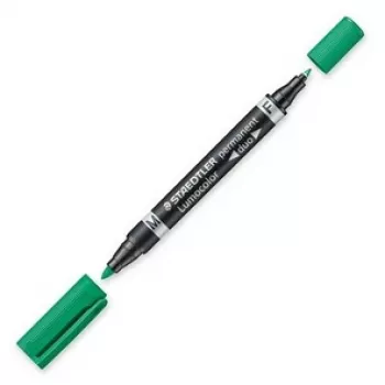 Marker permanentny Staedtler Lumocolor Duo końcówka cienka/ścięta zielony