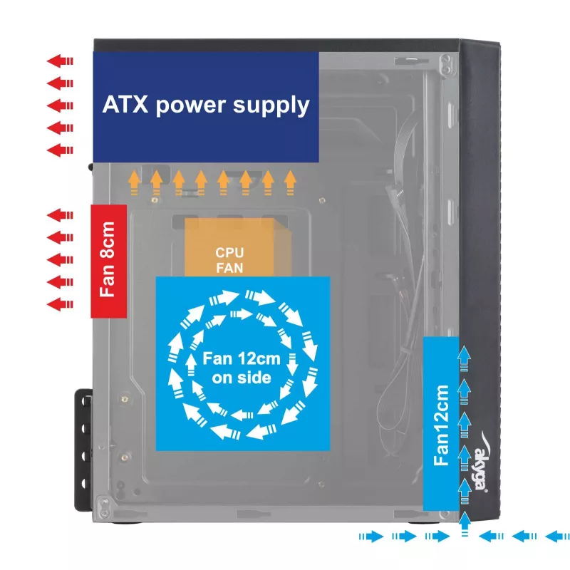 Akyga AK35BK obudowa komputerowa Micro ATX, Micro ATX / Flex ATX / Mini ITX, 2x USB 2.0, bez zasilacza, czarna