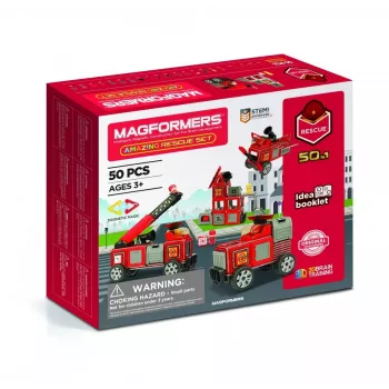 Klocki konstrukcyjne MAGFORMERS Zestaw ratunkowy — magnetyczny zestaw do budowy pojazdów i scen ratunkowych
