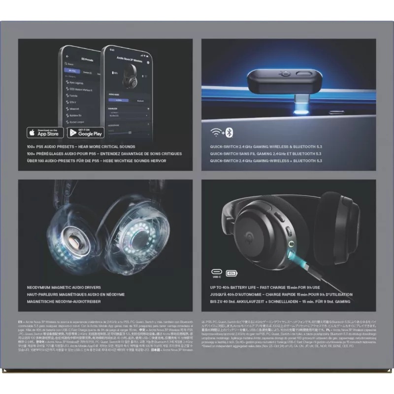 Headset STEELSERIES Arctis Nova 3P Wireless Bluetooth Circumaural Head-band, 20–22000 Hz, 260 g, Czarny