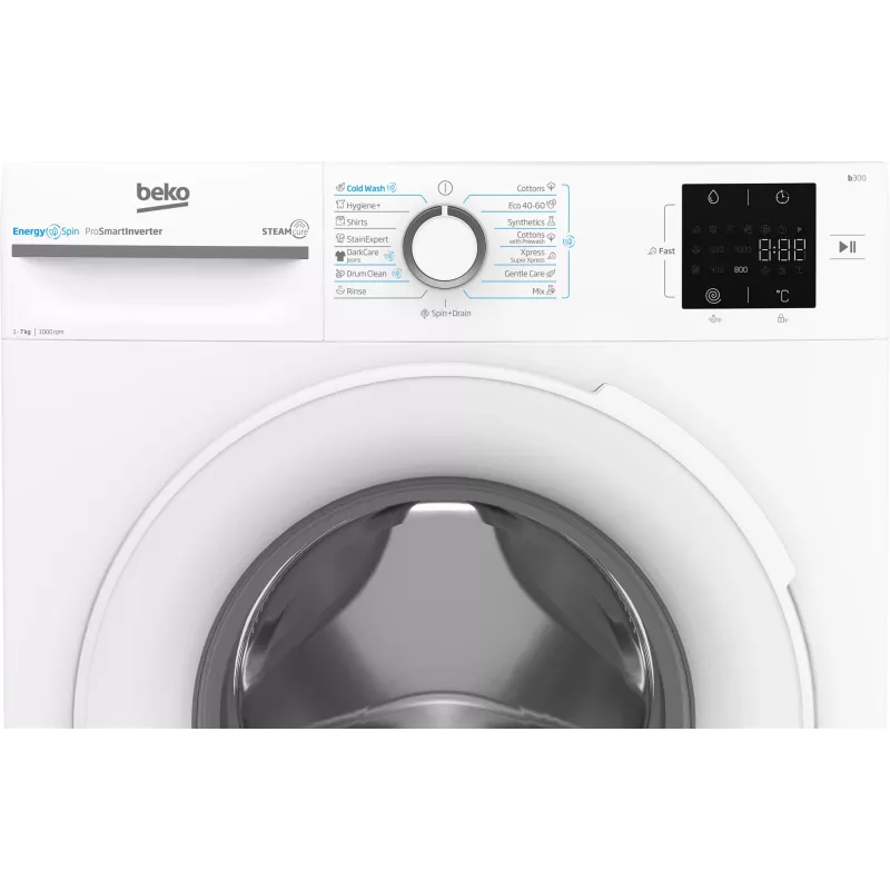 Pralka BEKO BM3WFSU37013WW, 7 kg, klasa energetyczna A, 49,6 cm, 1000 obr./min, silnik inwerterowy, Steam Cure